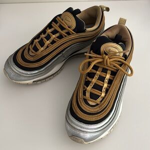 Nike Air Max 97 Metallic Gold & Silver & Black, Women Sneakers #AQ4137-700